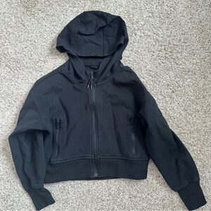 Old Navy Active Girls Hooded Crop Black Dynamic Fleece Zipper Jacket Size S